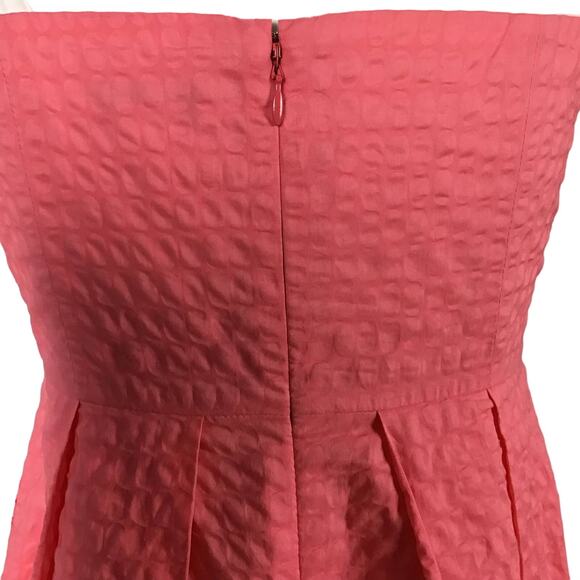J. Crew Lorelei Coral Pink Deco Dot Matelasse Strapless Fit and Flare Dress sz 8 - Picture 7 of 10